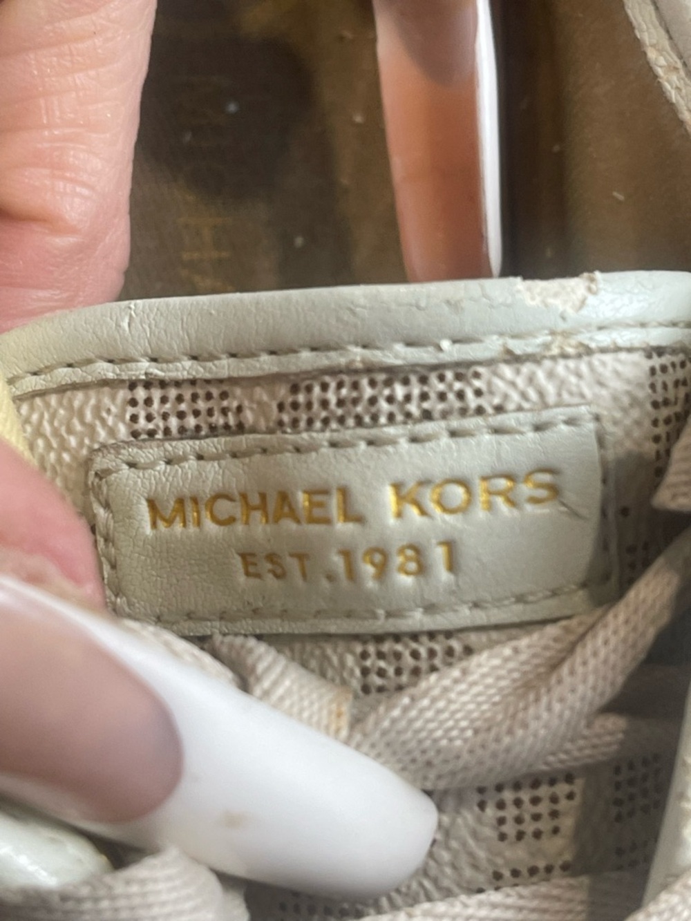 Michael Kors MK Sneakers Monogram Tan Brown Low Top Women's Size 6 - Picture 7 of 8